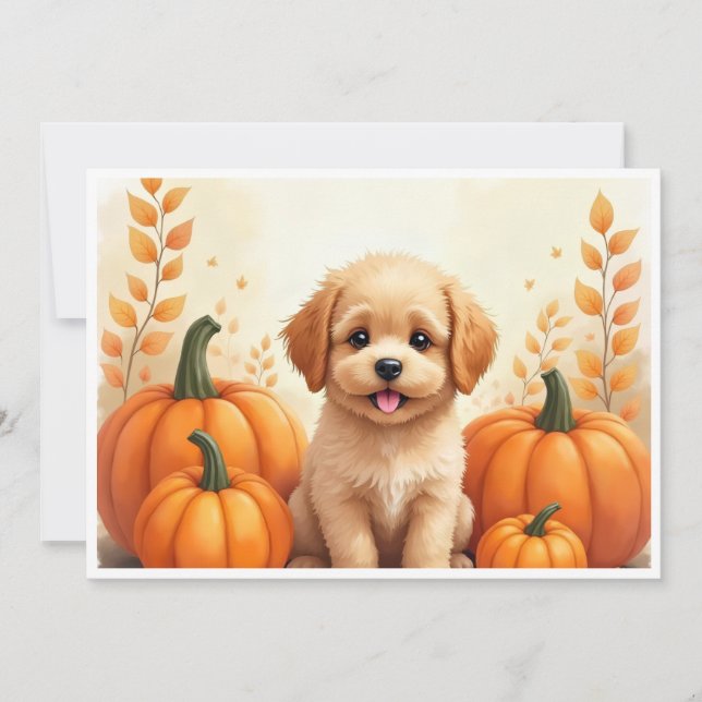Puppy In Pumpkin Patch Invitation (Front)