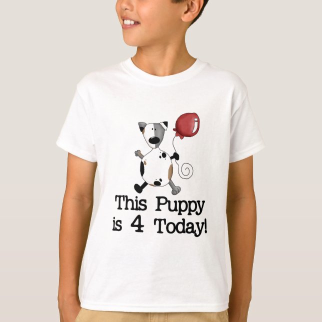 Puppy is 4 Birthday Tshirts and Gifts (Front)