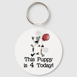 Puppy is 4 Birthday Tshirts and Gifts Keychain
