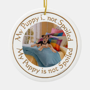 Puppy is Not Spoiled Ceramic Ornament