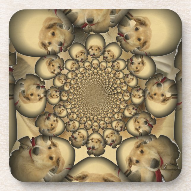Puppy Kaleidoscope Art Print Coaster (Front)