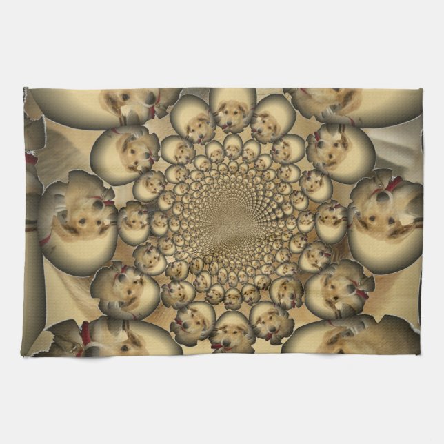 Puppy Kaleidoscope Art Print Kitchen Towel (Horizontal)