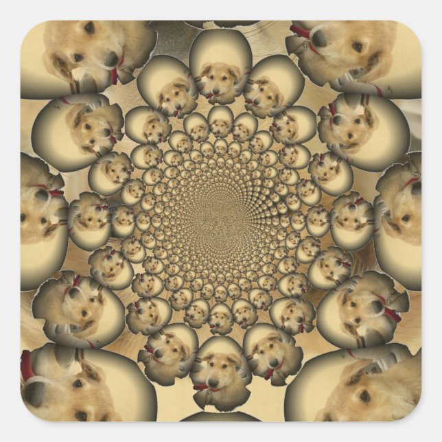 Puppy Kaleidoscope Art Print Square Sticker (Front)