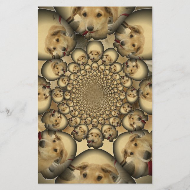 Puppy Kaleidoscope Art Print Stationery (Front)