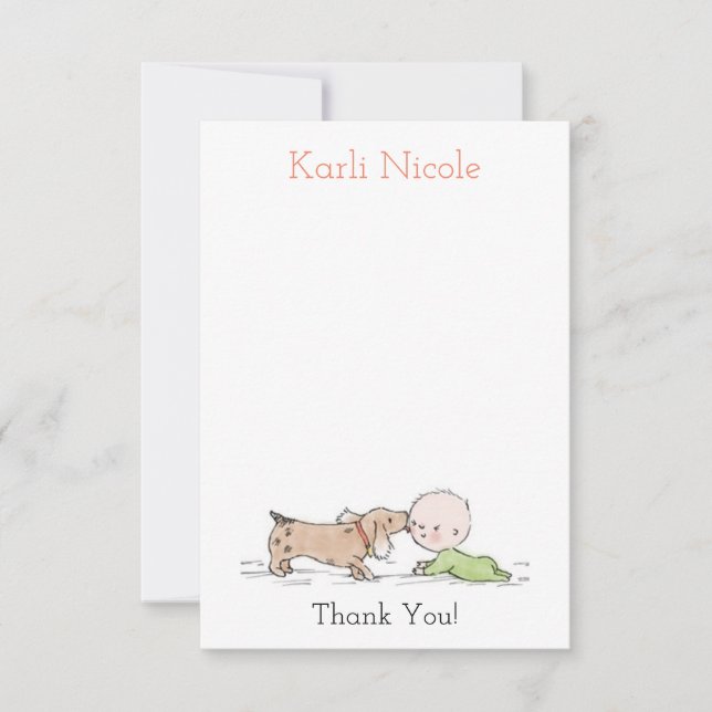 Puppy Kisses Baby shower Merci Cartes (Devant)