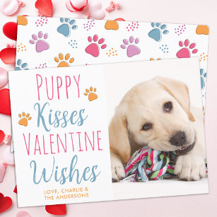 Puppy Kisses Valentines Day Pet Puppy Dog Photo Holiday Card
