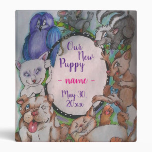 Puppy, Kitten Baby Photo & Scrapbook Pink, Blue Binder