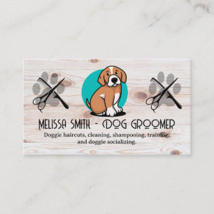 Puppy Logo Scissors Comb Groomer Business Card