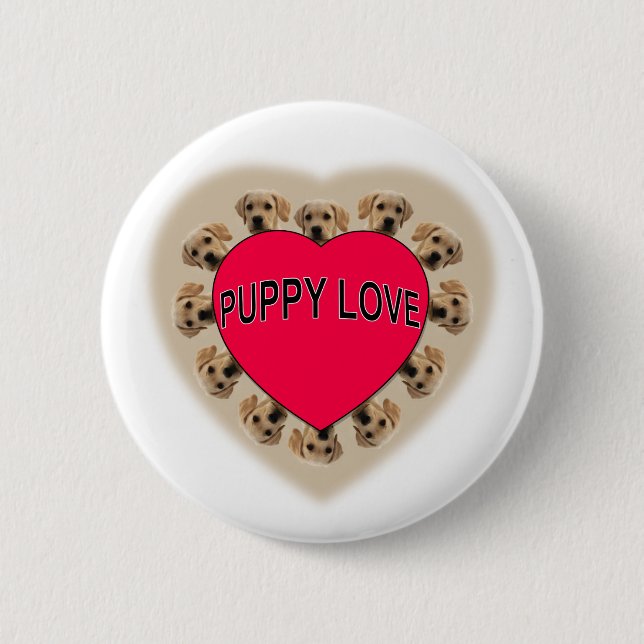 Puppy Love 2 Inch Round Button (Front)