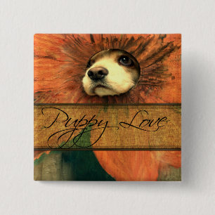 Puppy Love 2 Inch Square Button