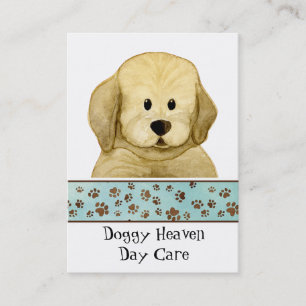 "Puppy Love," Brown Puppy Paws Art Doggy Day Care Business Card
