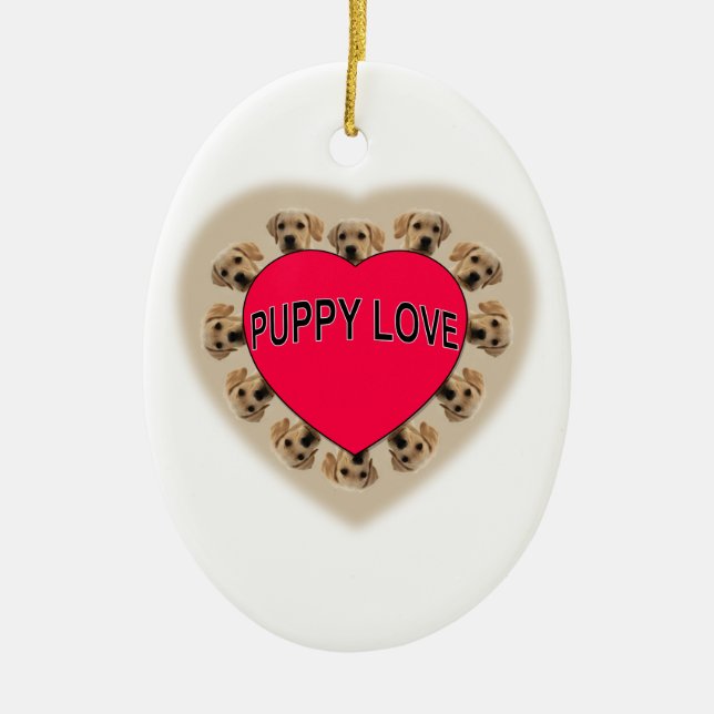 Puppy Love Ceramic Ornament (Front)