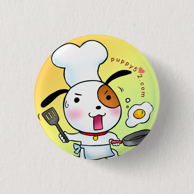 Puppy Love Cooking 1 Inch Round Button (Front)