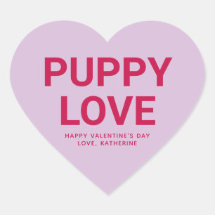 Puppy love cute fun Valentine's Day conversation Heart Sticker