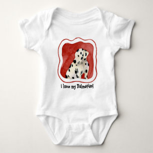 "Puppy Love," Dalmatian Puppy Art by Audrey Jeanne Baby Bodysuit