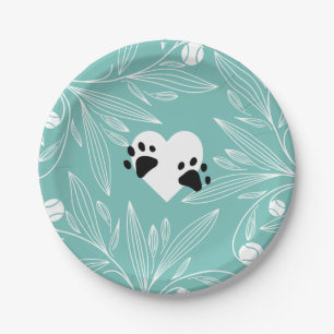 Puppy Love Dog Wedding Paper Plate