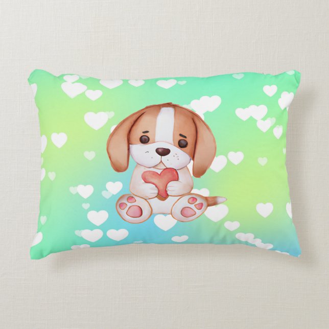 Puppy Love Hearts Accent Coussin (Devant)