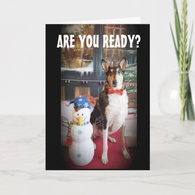PUPPY LOVE NAUGHTY OR NICE AT CHRISTMAS HOLIDAY CARD (Front)