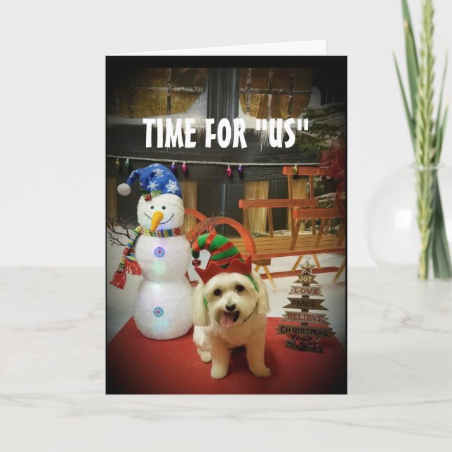 PUPPY LOVE NAUGHTY OR NICE AT CHRISTMAS HOLIDAY CARD (Front)