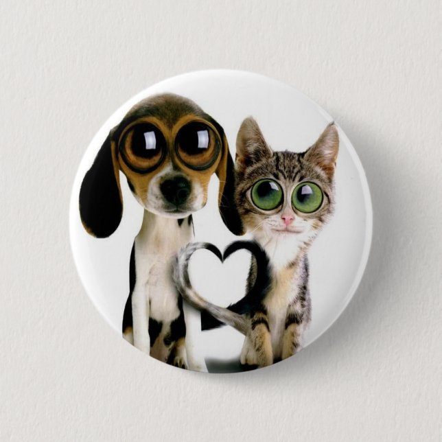 puppy love peace 2 inch round button (Front)