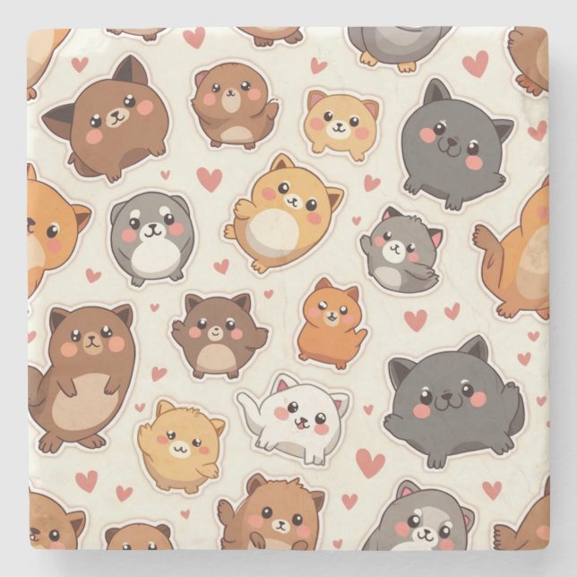 Puppy Love Pillow Stone Coaster (Front)