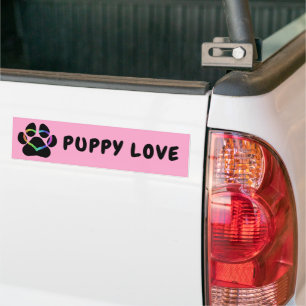 Puppy Love Rainbow Heart  Bumper Sticker