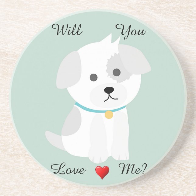 Puppy Love Sandstone Coaster (Front)