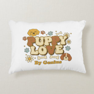 Puppy Love T-Shirt, Groovy Retro 70s Dog Lover Cut Accent Pillow