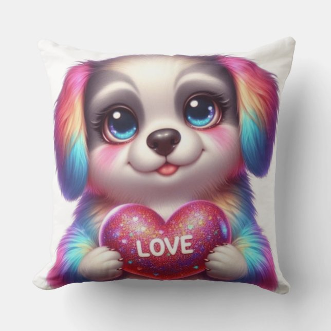 Puppy love throw pillow (Front)