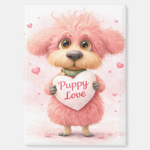 Puppy Love Valentine Magnet Cute Pink Puppy