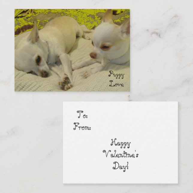 Puppy Love Valentine Note Cartes (Devant / Derrière)