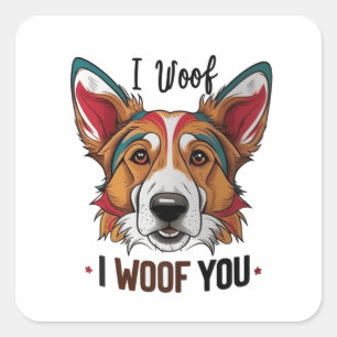 Puppy Love Vibes Square Sticker