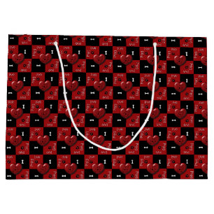 Puppy Lover Checks Red 02-GIFT BAG L