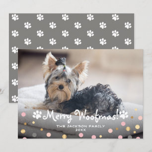 Puppy Merry Woofmas Pet Dog Paws Photo Holiday Card