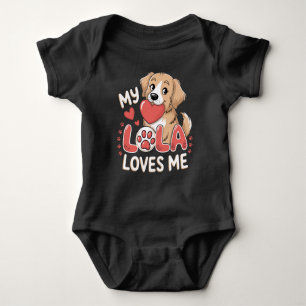 Puppy "My Lola Loves Me" Cute Dog Grandparent Baby Bodysuit