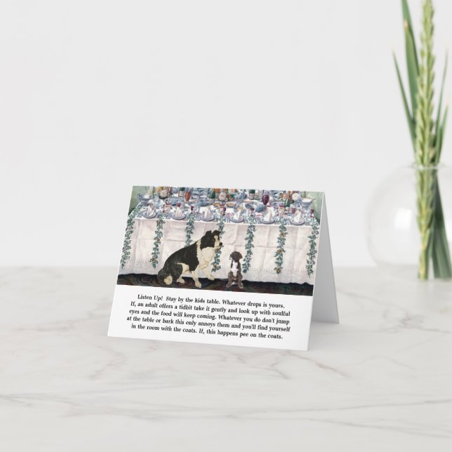 Puppy obtient des règles pour Noël Diner Carte de  (Devant)