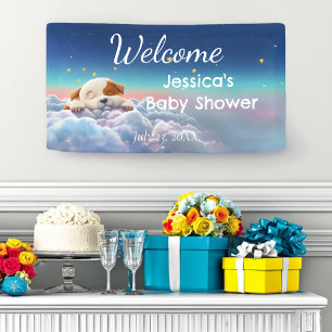 Puppy On A Cloud Baby Shower Banner