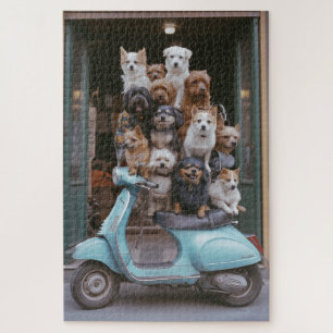 Puppy-Packed Vespa Adventure Jigsaw Puzzle