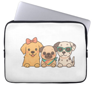 Puppy Pals � Cute Trio of Dogs in Pastel Style Laptop Sleeve