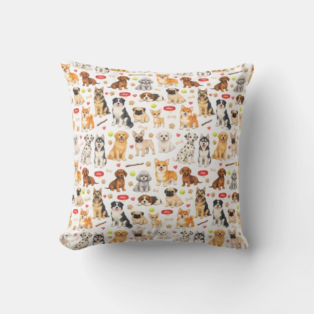 Puppy Pals Playground Throw Pillow (Front)