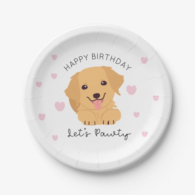 Puppy Paper Plates Dog Birthday Party Tableware (Front)