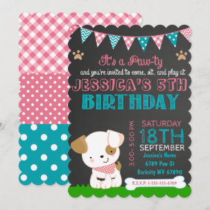 Puppy Party Invitation Puppy Paw-ty Birthday