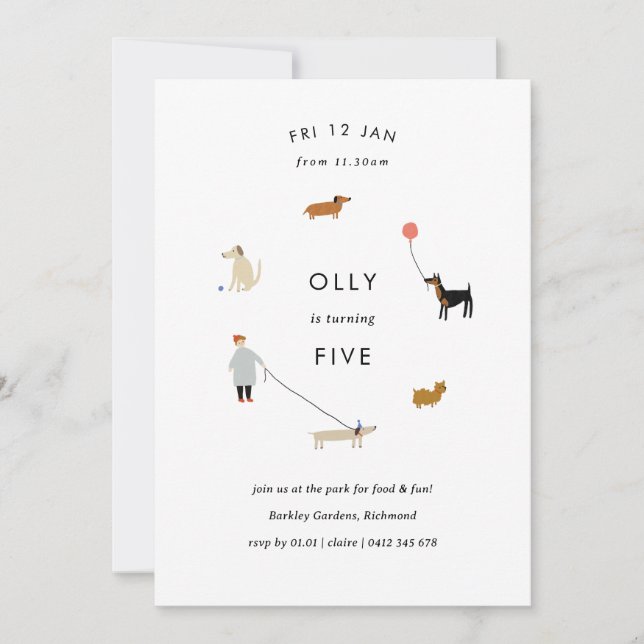 Puppy Party Modern Chien Anniversaire Invitation - (Devant)