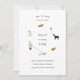 Puppy Party Modern Chien Anniversaire Invitation -