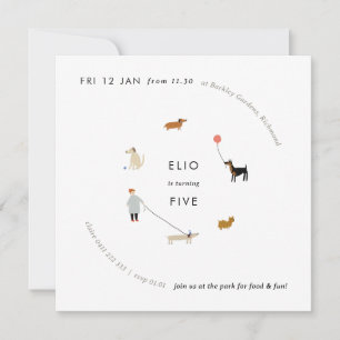 Puppy Party Modern Chien Anniversaire Invitation -