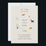 Puppy Party Modern Dog Birthday Invite - Beige<br><div class="desc">Ideal for a child’s birthday,  or perhaps a celebration for your furry friend himself - we don't judge! 
Our invitations are made with love & care.</div>