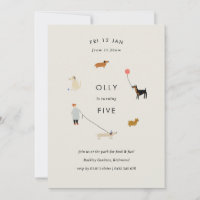 Puppy Party Modern Dog Birthday Invite - Beige