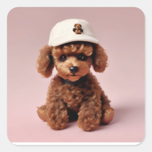 Puppy Party Pop” – Helium Balloon Square Sticker
