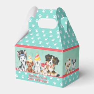 Puppy Party Thank you  Personalized Gable Favour B Favor Box