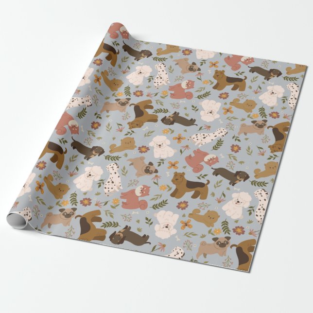 Puppy Pattern Wrapping Paper (Unrolled)